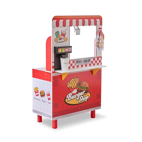 Teamson Kids Flip & Fry Burger Shop Holz-Spielset in Rot mit Grill, Fritteuse, Getränkestation & 29 Zubehörteilen, fördert soziale Fähigkeiten & Kreativität Teamson Kids Flip & Fry Burger Shop Holz-Spielset in Rot mit Grill, Fritteuse, Getränkestation & 29 Zubehörteilen, fördert soziale Fähigkeiten & Kreativität von Teamson Kids