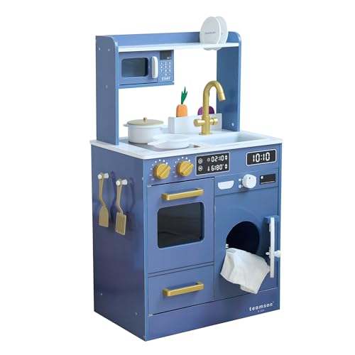 Teamson Kids Holz Spielküche für Kinder Little Chef Küche mit Mini-Garten Waschmaschine & Zubehör kompakte Spielküche mit Stauraum Blau Teamson Kids Holz Spielküche für Kinder Little Chef Küche mit Mini-Garten Waschmaschine & Zubehör kompakte Spielküche mit Stauraum Blau von Teamson Kids