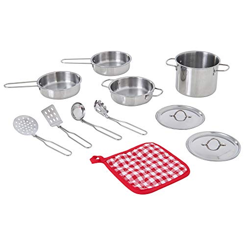 Teamson Kids - Little Chef Frankfurt Edelstahl Kochzubehör-Set - Multi-Color- 11 Stück von Teamson Kids