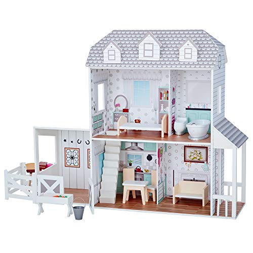 Teamson Kids - Traumland-Bauernhaus 12" Doll House - Whtie / Grau TD-12901A von Teamson Kids