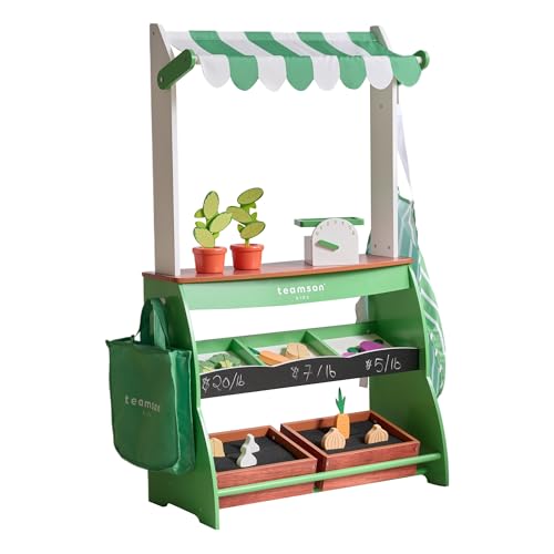 Teamson Kids Vermont Marktstand Spielset – Holz-Kaufladen mit Gemüse, Waage, Zubehör & Tafel – Rollenspiel für Kinder mit 25 Teilen Teamson Kids Vermont Marktstand Spielset – Holz-Kaufladen mit Gemüse, Waage, Zubehör & Tafel – Rollenspiel für Kinder mit 25 Teilen von Teamson Kids