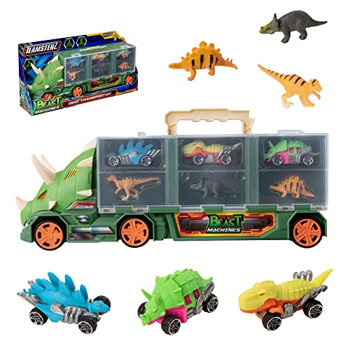 Teamsterz Beast Machines Triceratops Transporter | Großer Dinosaurier-Spielzeug-LKW mit Autos und Dinosaurierfiguren | Dinosaurier-Geschenke für Kinder ab 3 Jahren von Teamsterz