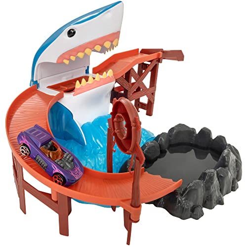Teamsterz Farbwechselnde Autos mit Haifischbeiß-Spielset, Farbwechsel-Autos und Schienen-Set, ideales Auto-Spielzeug für Wasser und Badezeit, Kinderspielfiguren und Fahrzeuge, geeignet für Kinder ab 3 von Teamsterz