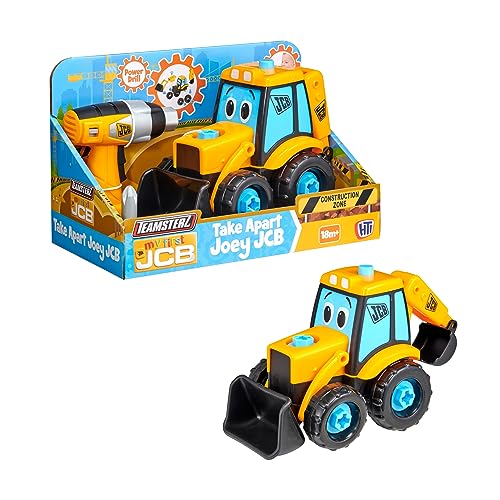 Teamsterz Mein erster JCB zerlegbarer Joey Digger Truck | Batteriebetriebenes Bohrspielzeug und zerlegbares Konstruktionsspielzeug | 16-teiliges Baubagger-Spielset | Ab 18 Monaten von Teamsterz