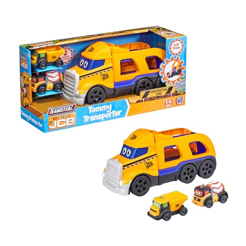 Teamsterz Mein erstes JCB Tommy Transporter Fahrzeug-Spielset | Spielzeug für Bauautos, LKWs und Baufahrzeuge | Sandkastenspielzeug für drinnen und draußen | Spielzeugautotransporter von Teamsterz