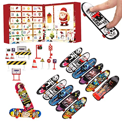 24 Tage Weihnachten Adventskalender - Mini Finger Skateboard - Weihnachts Countdown Kalender - Kinder Finger Skateboard Set - Finger Skateboard Finger Deck Skateboard Gastgeschenke Für Kinder von Tebinzi