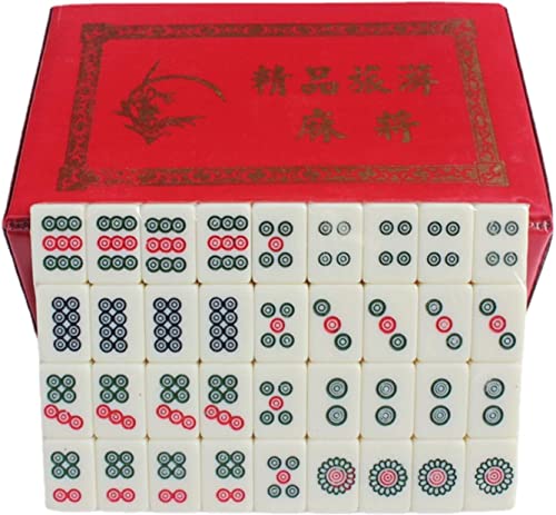 Majhong Spiel,144 Mahjong Fliesen Set, Chinese Majong Set,Traditionelle Chinesische Spiele Mahjong Spielset,Tragbarer Reise Mahjong Set für Familienspiel Party Freunde Versammlung Spiel Tischspiel von Tebinzi