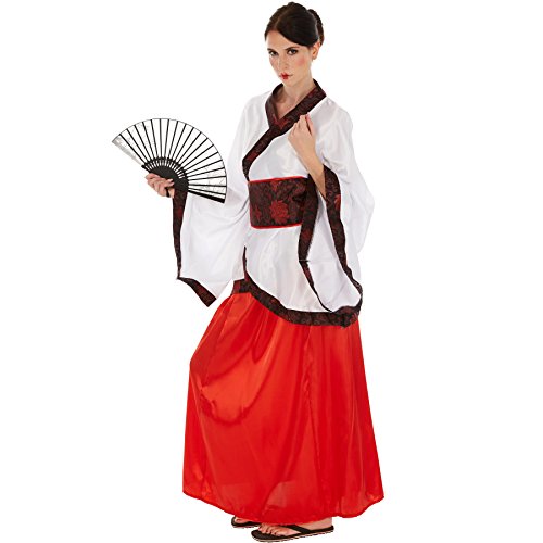 tectake dressforfun Frauenkostüm Asiatin | Glänzender Satinkimono | Fernöstliche Verkleidung | inkl. Hüftbindegürtel (L | no. 301022) von tectake