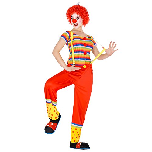dressforfun Frauenkostüm Clown | Kostüm + Hosenträger und Afro-Perücke mit Schleife | Clownfrau Clown-Kostüm Fasching (M | Nr. 300819) von tectake