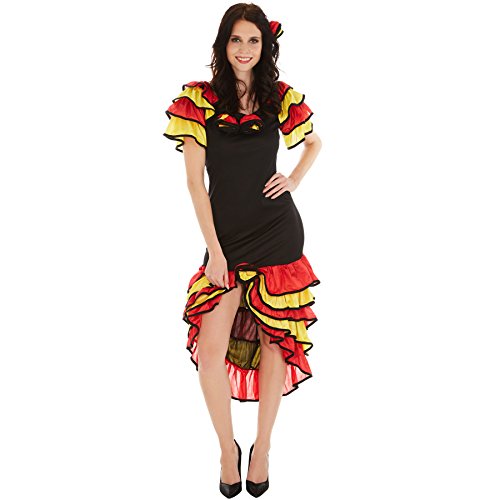 dressforfun Frauenkostüm Flamenco Tänzerin | Kleid & Haarkamm mit Blume | Spanierin Verkleidung (M | Nr. 300637) von tectake