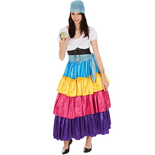 tectake dressforfun Frauenkostüm Hellseherin | wundervolles, langes Kleid | Bunt und bezaubernd | inkl. Bindegürtel (L | Nr. 301012) von tectake