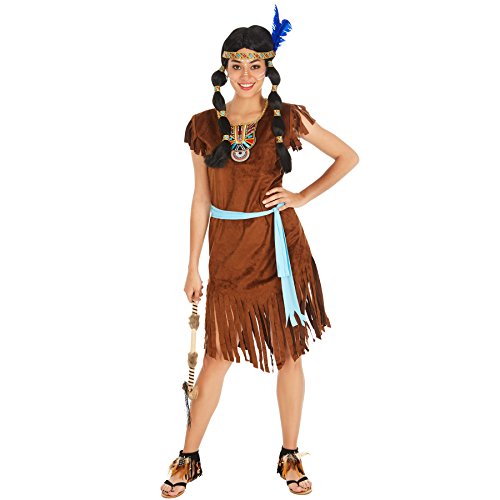 dressforfun Frauenkostüm Indianerin | Kleid + Gürtel | Indianer Cowboy Verkleidung (S | Nr. 300621) von tectake