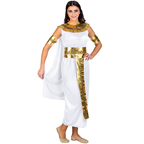 dressforfun Frauenkostüm Nilkönigin Kairo | langes Kleid mit angenähtem Cape | goldene Armbänder, Gürtel & Kragen (S | Nr. 300322) von tectake