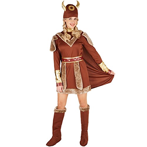 dressforfun Frauenkostüm Wikingerchefin | inkl. Gürtel + Wikinger Hut und Stiefel - und Armstulpen (L | Nr. 301356) von tectake
