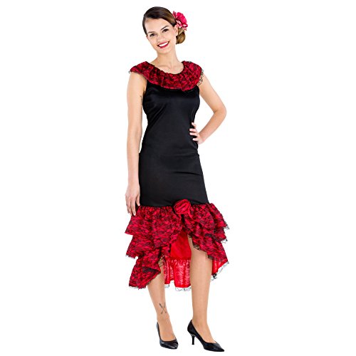 dressforfun Frauenkostüm heiße Spanierin | Kleid & Bindegürtel | Flamenco Tänzerin Verkleidung (M | Nr. 300632) von tectake