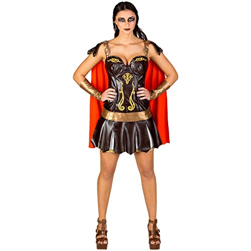 dressforfun Frauenkostüm sexy Gladiatorin | Super sexy und kurzes Kleid | Kriegerische Wappenrock-Optik | Armstulpen in Rüstungsoptik (M | Nr. 300383) von tectake