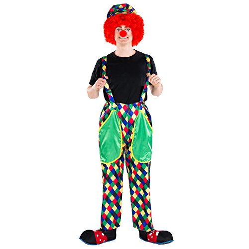 dressforfun Herrenkostüm Clown | Kostüm + Clown-Nase & Schild-Kappe | Harlekin Clown-Kostüm Fasching (XXL | Nr. 300832) von tectake