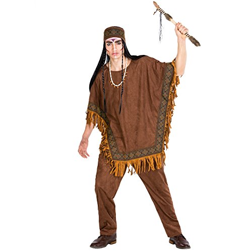 dressforfun Herrenkostüm Häutpling | Kostüm + Poncho und elastisches Haarband | Indianer Indianerin Verkleidung (L | Nr. 300678) von tectake