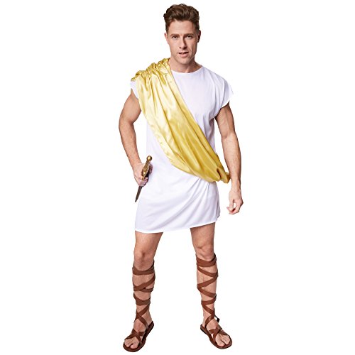 dressforfun Herrenkostüm Legionär Octavius | Bequemes, weißes Gewand | Gold-gelbe Schärpe zum Umhängen (XL | Nr. 300345) von tectake