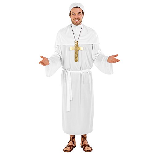 tectake dressforfun Herrenkostüm Papst Johannes | Lange, Bequeme Robe | wundervolles Cape | inkl. Papst-Haube, Kreuzkette & Bindegürtel (L | Nr. 300348) von tectake