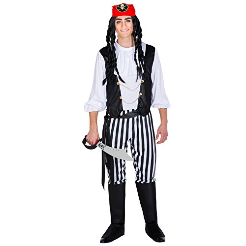 tectake dressforfun Herrenkostüm Pirat Captain | Hose mit integrierten Stiefelstulpen + Bandana & Bindegürtel | Seeräuber Verkleidung (M | Nr. 300697) von tectake