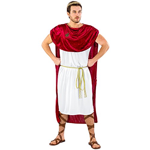 tectake dressforfun Herrenkostüm Trojaner Achilles | Langes Gewand in antikem Design | Angenähter, mächtiger Umhang | inkl. Goldener Bindegürtel & Lorbeerkranz (S/M | Nr. 300407) von tectake