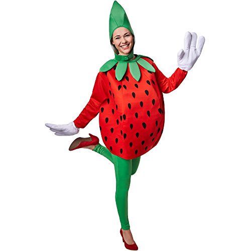 dressforfun Kostüm Erdbeere Erdbeerenkostüm | Süßes Langarm-Oberteil | Große, lustige Handschuhe | Inkl. witziger Kopfbedeckung (XL | Nr. 301642) von tectake
