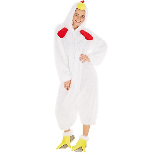 dressforfun Kostüm Huhn für Sie und Ihn | Aus zotteligem Plüsch | Mit einem praktischen Reißverschluss vorne | inkl. Krallenfüße mit Klettverschlüssen (M | Nr. 300866) von tectake