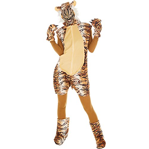 dressforfun Kostüm Tiger für Sie und Ihn | Aus weichem Fellimitat | mit praktischem Reißverschluss | inkl. warmen Handschuhen, Beinstulpen und Ganzkörperstrumpfhose (XL | Nr. 300865) von tectake
