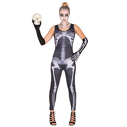 dressforfun Sexy Skelett Lady Jumpsuit Frauenkostüm mit Skelettaufdruck inkl. Armstulpen (S | Nr. 300141) von TecTake
