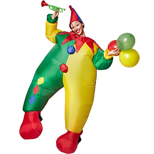 dressforfun 301317 Selbstaufblasbares Unisex Kostüm Clown | Batteriebetrieben - Aufgeblasen innerhalb von Sekunden | Inkl. coolem Hut von tectake