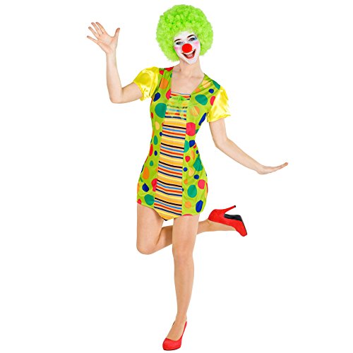 dressforfun Frauenkostüm Clown | Kleid + Clown-Nase | Clownfrau Clown-Kostüm Fasching (L | Nr. 300825) von tectake