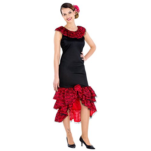 tectake dressforfun Frauenkostüm heiße Spanierin | Kleid & Bindegürtel | Flamenco Tänzerin Verkleidung (S | Nr. 300631) von tectake