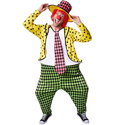 tectake Herrenkostüm Clown Pepe | Kostüm + Clown-Nase und Hut | Fasching (XXL | Nr. 300791) von tectake