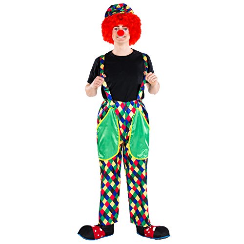 tectake dressforfun Herrenkostüm Clown | Kostüm + Clown-Nase & Schild-Kappe | Harlekin Clown-Kostüm Fasching (L | Nr. 300830) von tectake