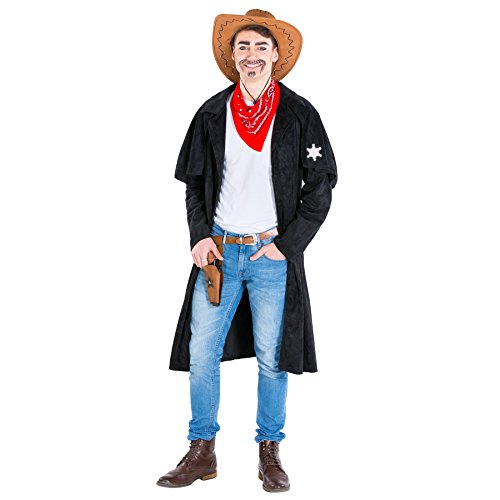 dressforfun Herrenkostüm Cowboy | Trenchcoat + rotes Halstuch | Sheriff Cowgirl Faschingskostüm (XXL | Nr. 300573) von tectake