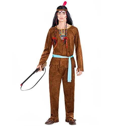 dressforfun Herrenkostüm Indianer Apache | Kostüm + Haarband mit Federn & Bindegürtel | Häutpling Indianerin Verkleidung (L | Nr. 300648) von tectake