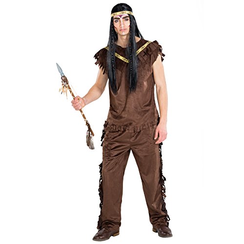 tectake dressforfun Herrenkostüm Indianer Cherokee | Kostüm + Haarband| Cowboy Häuptling Indianerin Verkleidung (L | Nr. 300653) von tectake