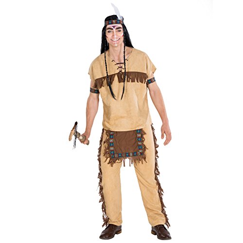 tectake dressforfun Herrenkostüm Indianer | Kostüm + Haarband und Armband | Häutpling Indianerin Verkleidung (L | Nr. 300606) von tectake
