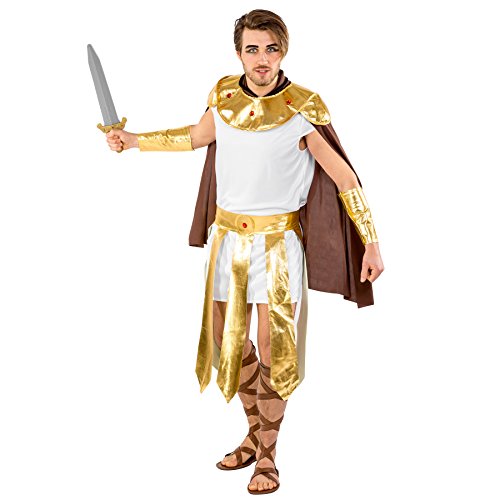 tectake dressforfun Herrenkostüm mächtiger Gladiator | Gewand mit edlem Cape | Goldener Kragen | goldene Armstulpen & Bindegürtel (M | Nr. 300355) von tectake