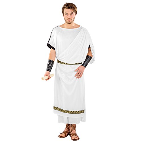 dressforfun Herrenkostüm römische Toga | angenähte Schärpe | Bordüren im Brokat-Stil | inkl. Gürtel & Armstulpen mit Klettverschluss (L/XL | Nr. 300399) von tectake