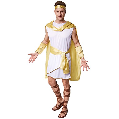 tectake dressforfun Herrenkostüm römischer Herrscher Augustus | Römisches Gewand mit angenähtem Umhang | inkl. Bindegürtel, Haarband & Armstulpen (L | Nr. 300340) von tectake