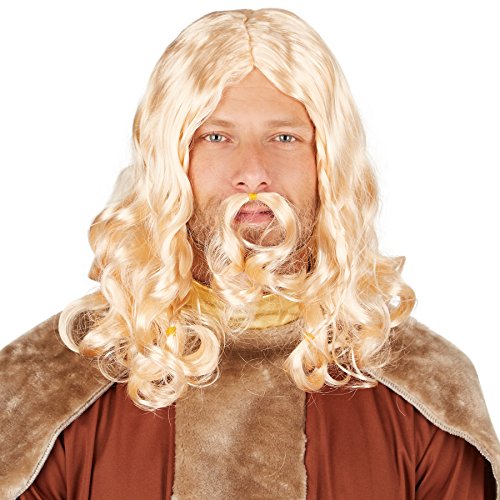 dressforfun Herrenperücke Wikinger, blond | Coole Herrenperücke inklusive Bart | Rundet Ihr Wikingerkostüm gekonnt ab von tectake