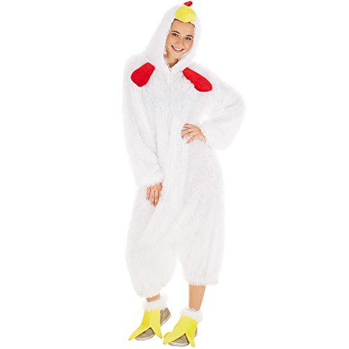 tectake dressforfun Kostüm Huhn für Sie und Ihn | Aus zotteligem Plüsch | Mit einem praktischen Reißverschluss vorne | inkl. Krallenfüße mit Klettverschlüssen (L | Nr. 300867) von tectake