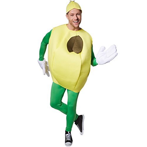 dressforfun Kostüm Zitrone Zitronenkostüm | Fruchtiges, ärmelloses Oberteil | Große, lustige Handschuhe | Inkl. Kopfbedeckung (M | Nr. 301637) von tectake
