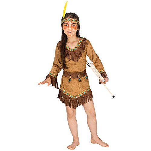 dressforfun Mädchen Kostüm Indianerin | Wunderschönes Indianerkleid inkl. Gürtel und stylischem Haarband (12-14 Jahre | Nr. 300528) von tectake