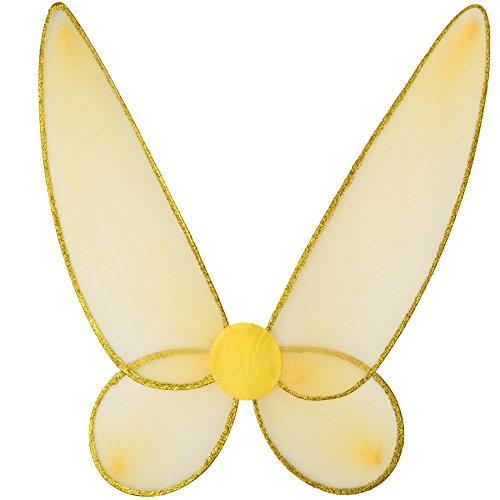 tectake dressforfun Schmetterlingsflügell in Gold mit Glitzerumrandung auf den Flügeln | inkl. Gummibändern zur Befestigung am Rücken | 46,5 x 52 cm von tectake
