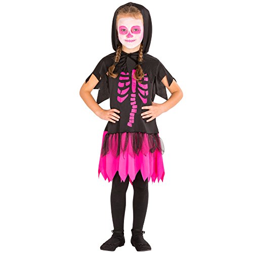 dressforfun Süßes Kinder Girlie Skelett Kostüm Kleid mit Kapuze (5-7 Jahre | Nr. 300009) von tectake