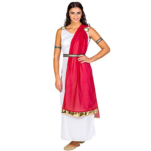 tectake dressforfun Frauenkostüm Römerin Calpurnia | langes, edles Kleid | roter, transparenter Schal mit goldenem Saum | Oberarmbänder & Gürtel in Brokatoptik (M | Nr. 300203) von tectake