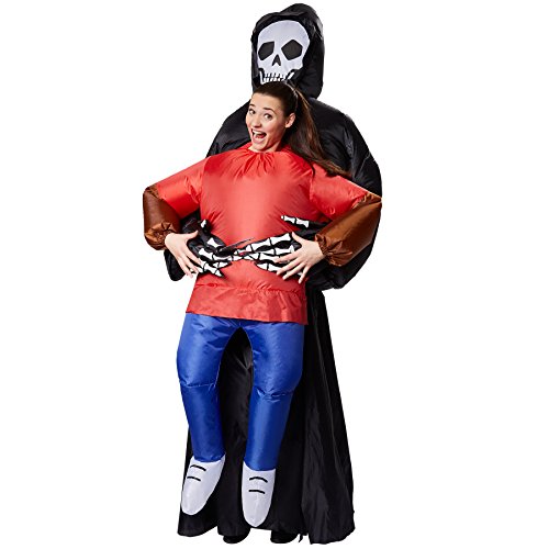 dressforfun Selbstaufblasbares Unisex Aufsitzkostüm Sensenmann | Batteriebetrieben | Uneingeschränkte Bewegungsfreiheit von dressforfun